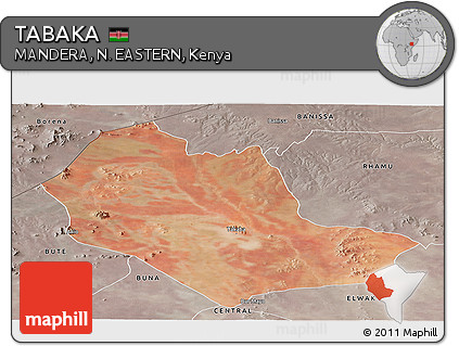 Satellite Panoramic Map of TABAKA, semi-desaturated