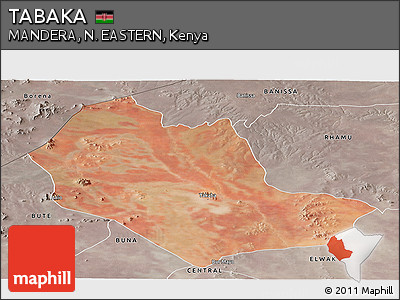 Satellite Panoramic Map of TABAKA, semi-desaturated