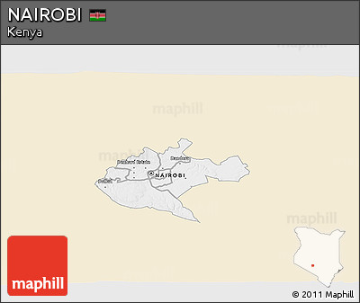 Classic Style 3D Map of NAIROBI, single color outside