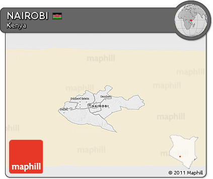 Classic Style 3D Map of NAIROBI, single color outside