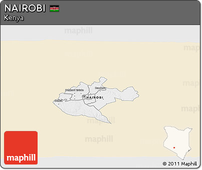 Classic Style 3D Map of NAIROBI, single color outside