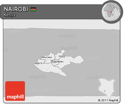 Gray 3D Map of NAIROBI, single color outside
