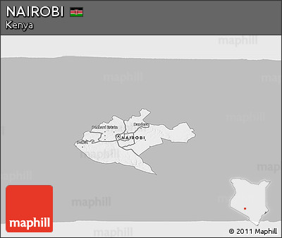 Gray 3D Map of NAIROBI, single color outside