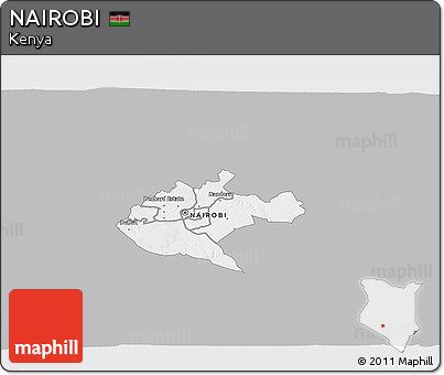 Gray 3D Map of NAIROBI, single color outside