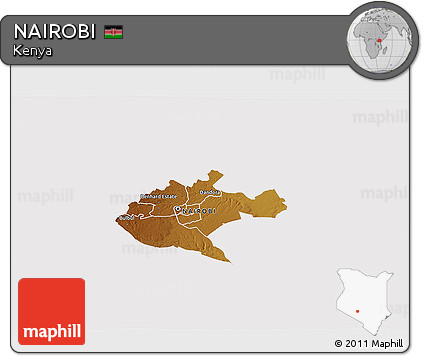 Physical 3D Map of NAIROBI, cropped outside
