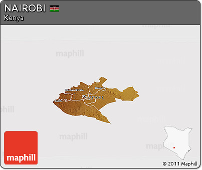 Physical 3D Map of NAIROBI, cropped outside