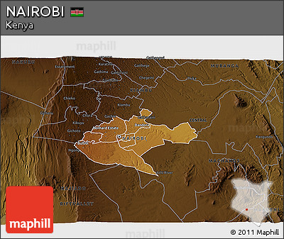 Physical 3D Map of NAIROBI, darken