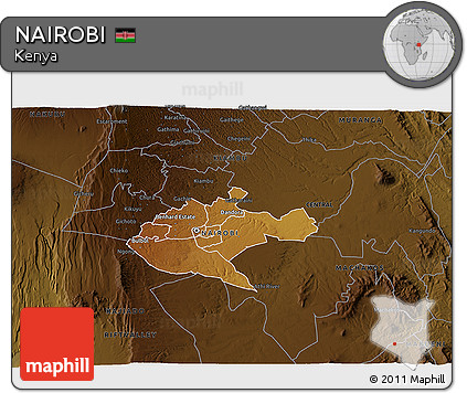Physical 3D Map of NAIROBI, darken