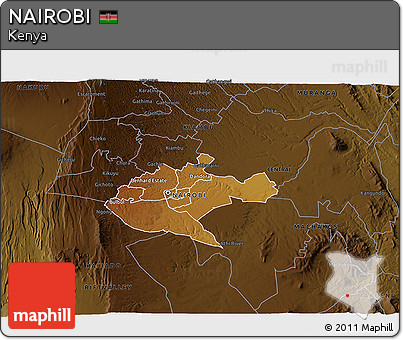 Physical 3D Map of NAIROBI, darken