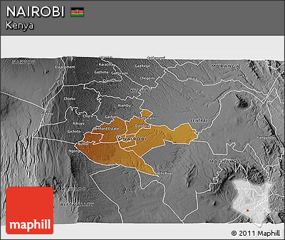 Physical 3D Map of NAIROBI, desaturated