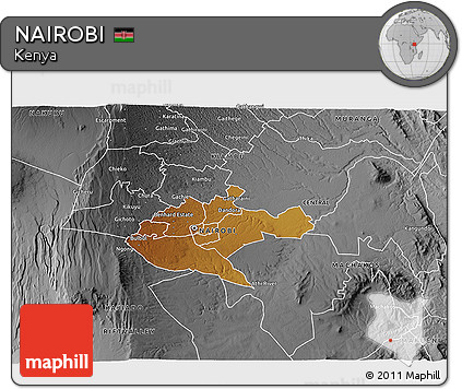 Physical 3D Map of NAIROBI, desaturated