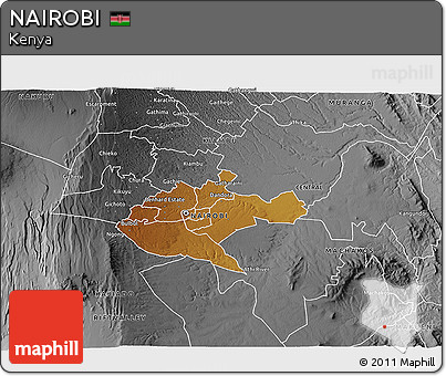 Physical 3D Map of NAIROBI, desaturated
