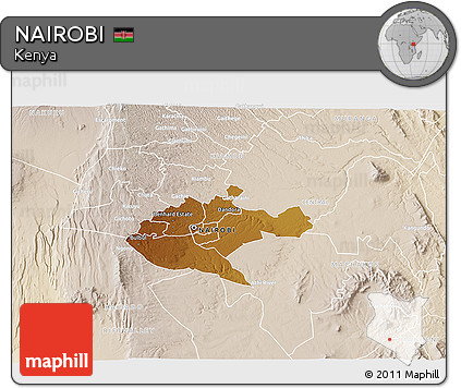 Physical 3D Map of NAIROBI, lighten