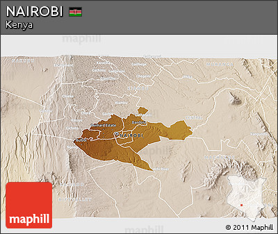 Physical 3D Map of NAIROBI, lighten