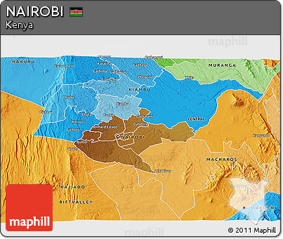 Physical 3D Map of NAIROBI, political outside