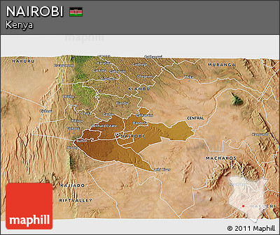 Physical 3D Map of NAIROBI, satellite outside