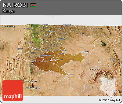 Physical 3D Map of NAIROBI, satellite outside