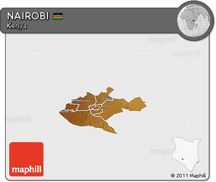 Physical 3D Map of NAIROBI, single color outside