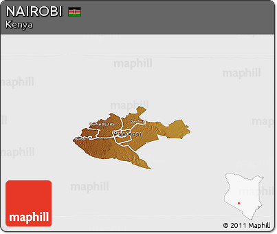 Physical 3D Map of NAIROBI, single color outside