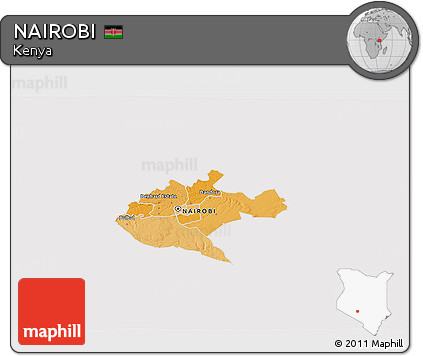 Political 3D Map of NAIROBI, cropped outside
