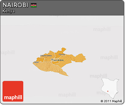 Political 3D Map of NAIROBI, cropped outside