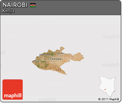 Satellite 3D Map of NAIROBI, cropped outside