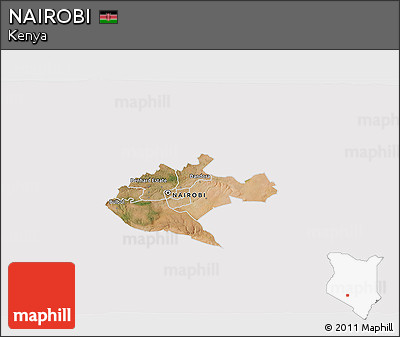 Satellite 3D Map of NAIROBI, cropped outside
