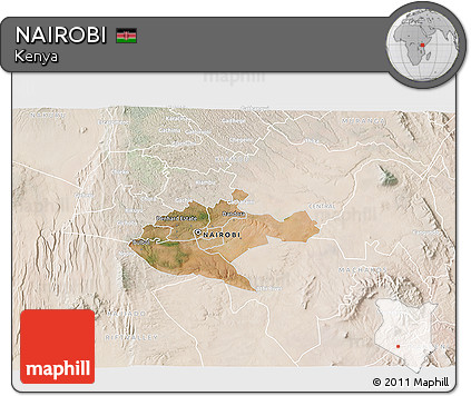 Satellite 3D Map of NAIROBI, lighten