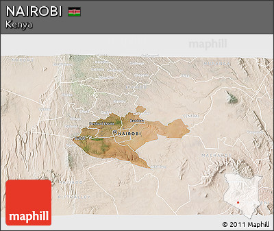 Satellite 3D Map of NAIROBI, lighten
