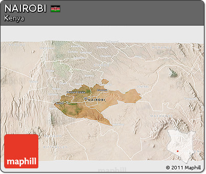 Satellite 3D Map of NAIROBI, lighten