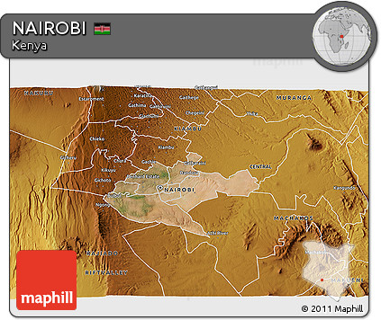 Satellite 3D Map of NAIROBI, physical outside