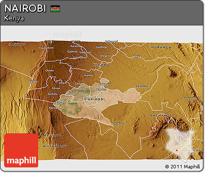 Satellite 3D Map of NAIROBI, physical outside