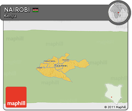 Savanna Style 3D Map of NAIROBI, single color outside