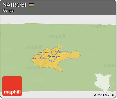 Savanna Style 3D Map of NAIROBI, single color outside