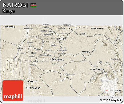 Shaded Relief 3D Map of NAIROBI