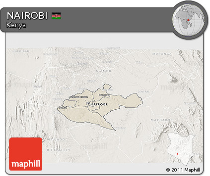 Shaded Relief 3D Map of NAIROBI, lighten