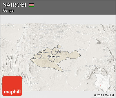 Shaded Relief 3D Map of NAIROBI, lighten
