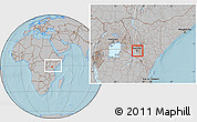 Gray Location Map of NAIROBI, within the entire country, hill shading
