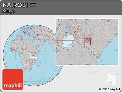 Gray Location Map of NAIROBI