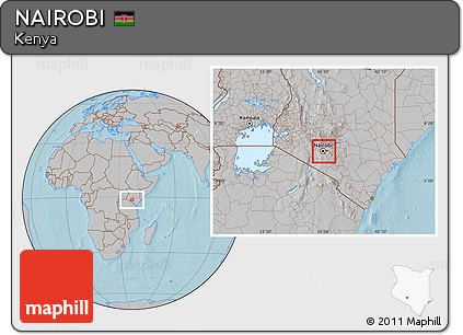Gray Location Map of NAIROBI, hill shading
