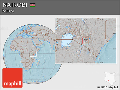 Gray Location Map of NAIROBI, hill shading