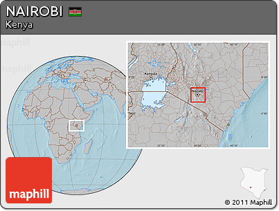 Gray Location Map of NAIROBI, hill shading