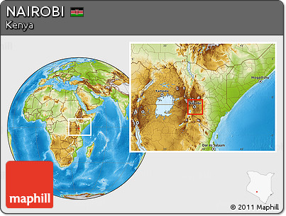 Physical Location Map of NAIROBI, within the entire country