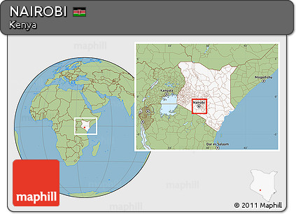 Savanna Style Location Map of NAIROBI, highlighted country, within the entire country