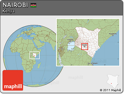 Savanna Style Location Map of NAIROBI, highlighted country, within the entire country