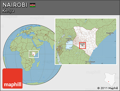 Savanna Style Location Map of NAIROBI, highlighted country, within the entire country