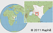 Savanna Style Location Map of NAIROBI, highlighted country, within the entire country