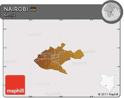 Physical Map of NAIROBI, cropped outside