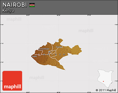Physical Map of NAIROBI, cropped outside