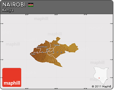 Physical Map of NAIROBI, cropped outside